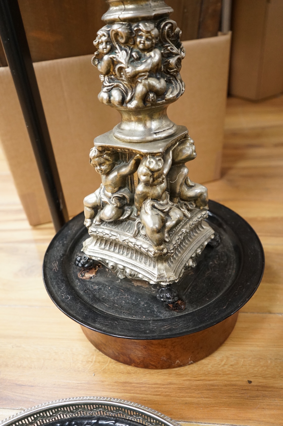 Two walking stick stands, one with horse head finial, largest 115cm high (one a.f.)